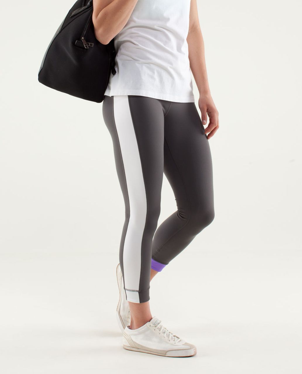 Lululemon Amped Crop - Soot Light / White / Power Purple