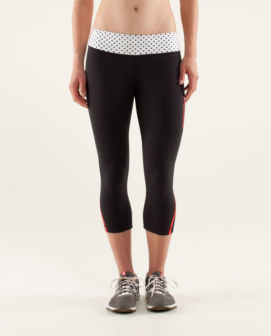 Lululemon Run:  Track Attack Crop - Black / Mod Dot Printed Black / Love Red