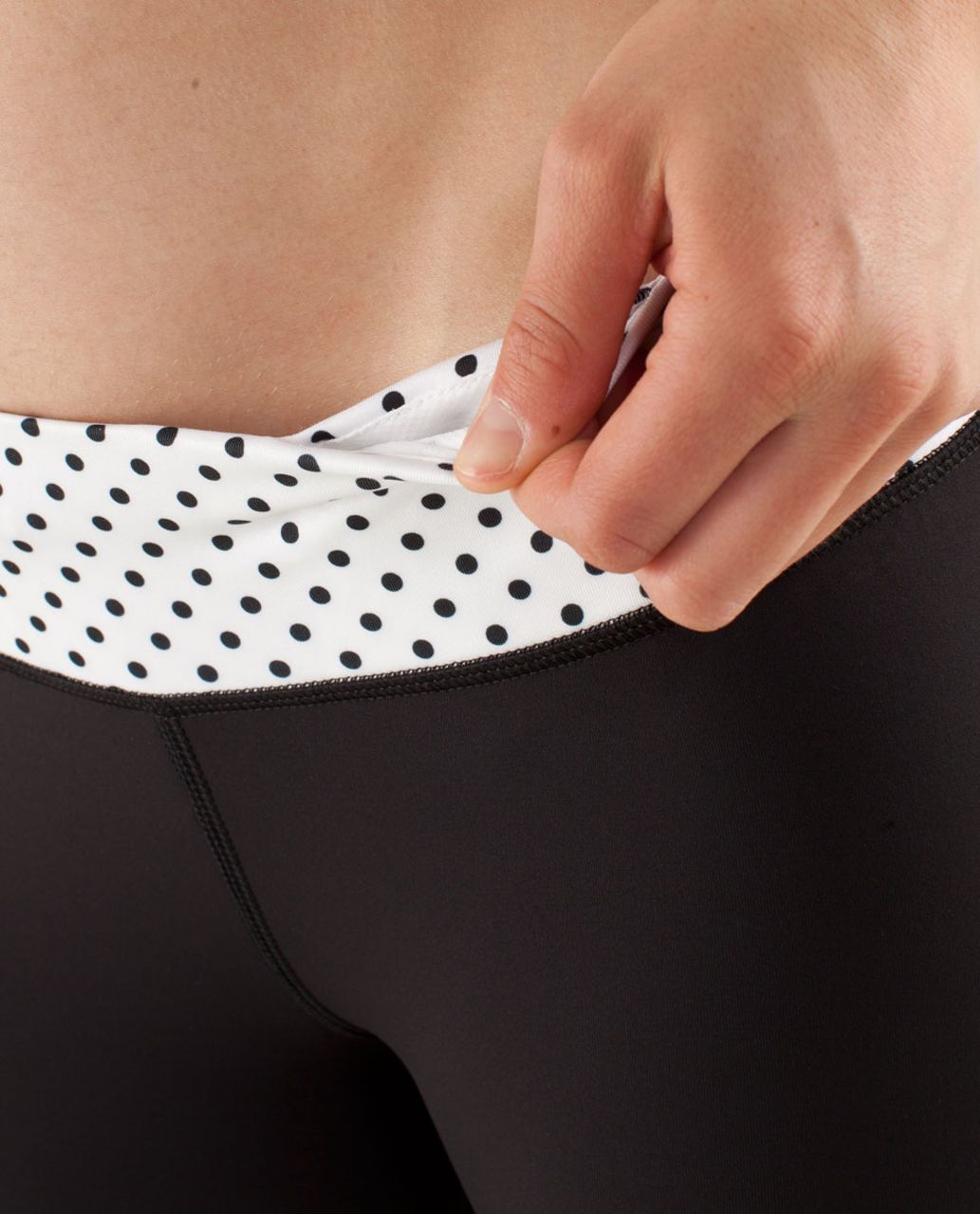 Lululemon Run:  Track Attack Crop - Black / Mod Dot Printed Black / Love Red