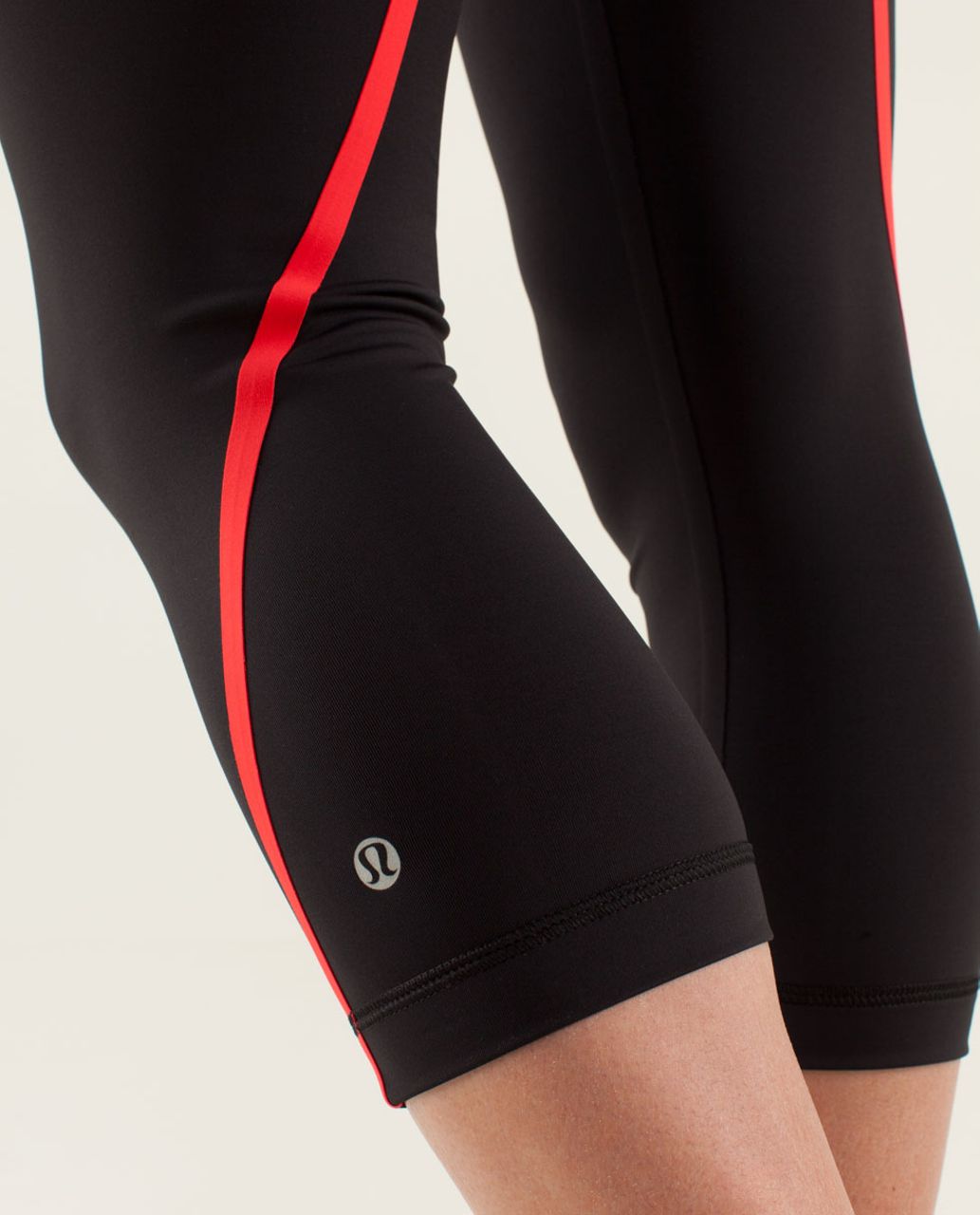 Lululemon Run:  Track Attack Crop - Black / Mod Dot Printed Black / Love Red