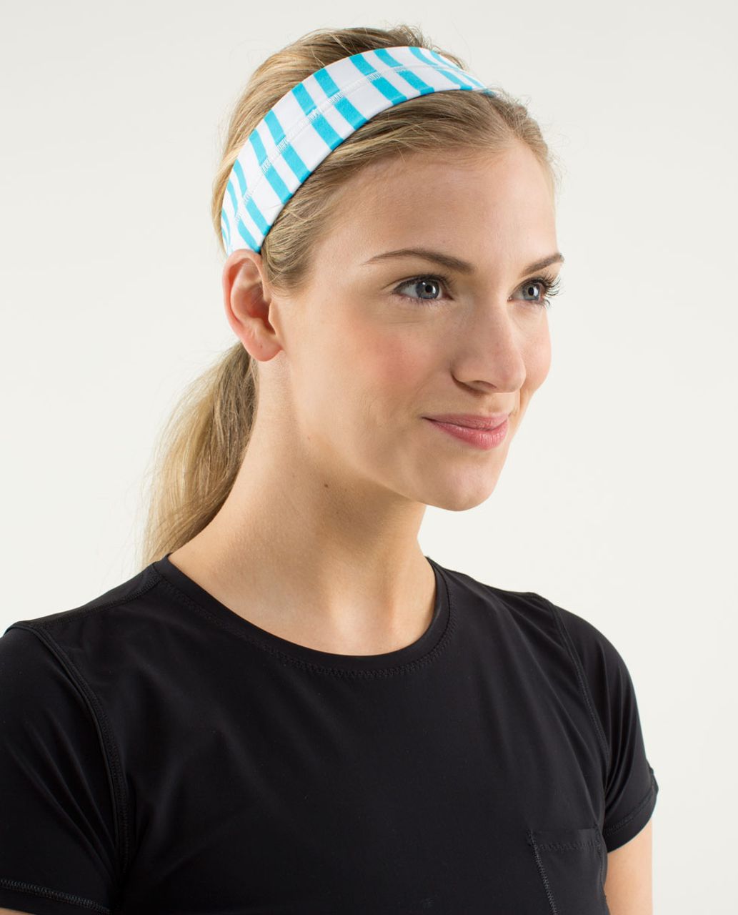 Lululemon Fly Away Tamer Headband - Twin Stripe Spry Blue