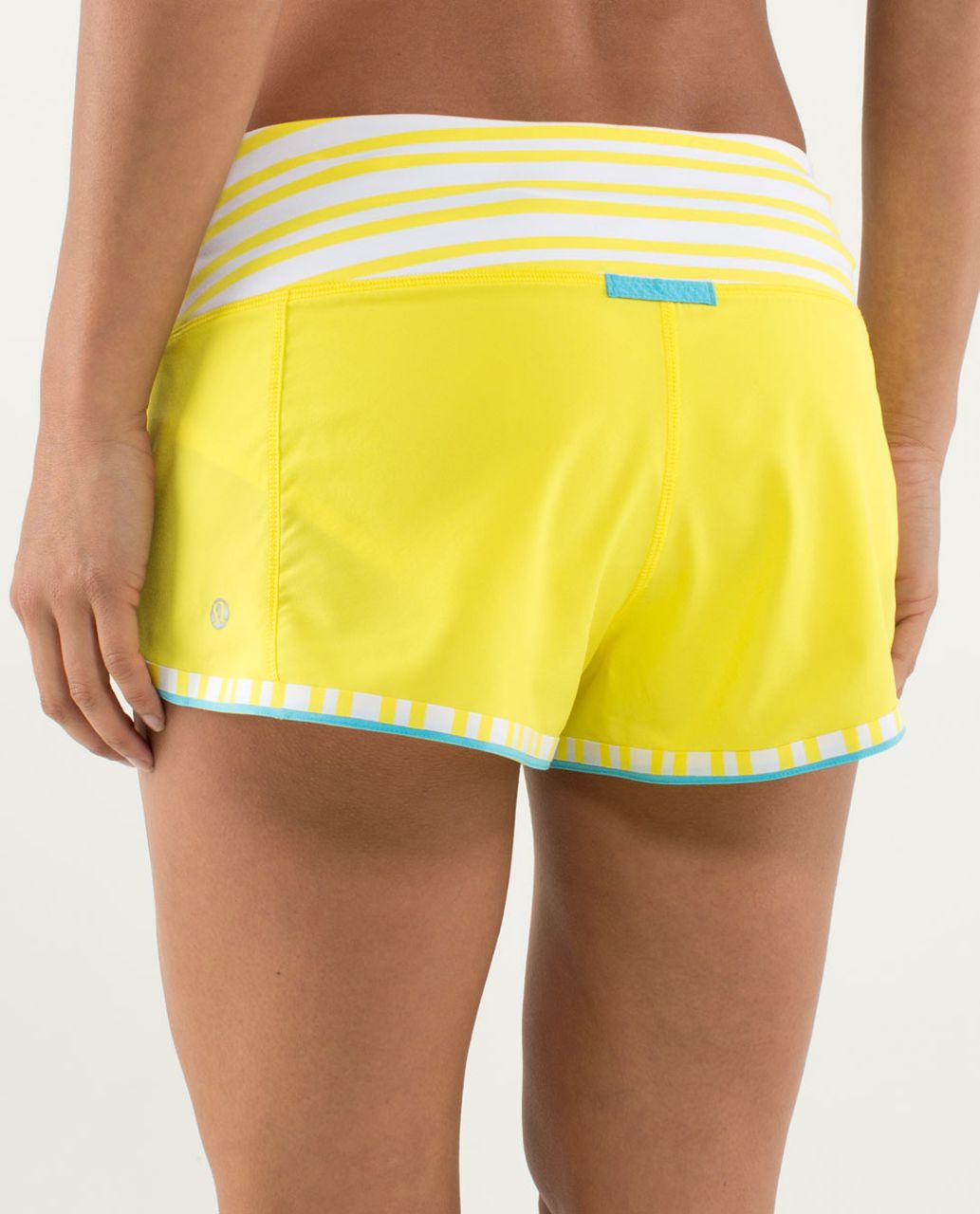 Lululemon Run:  Racer Short - Sizzle / Twin Stripe Sizzle / White