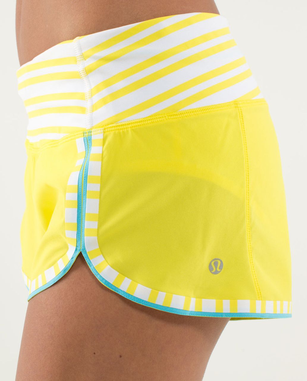 Lululemon Run:  Racer Short - Sizzle / Twin Stripe Sizzle / White