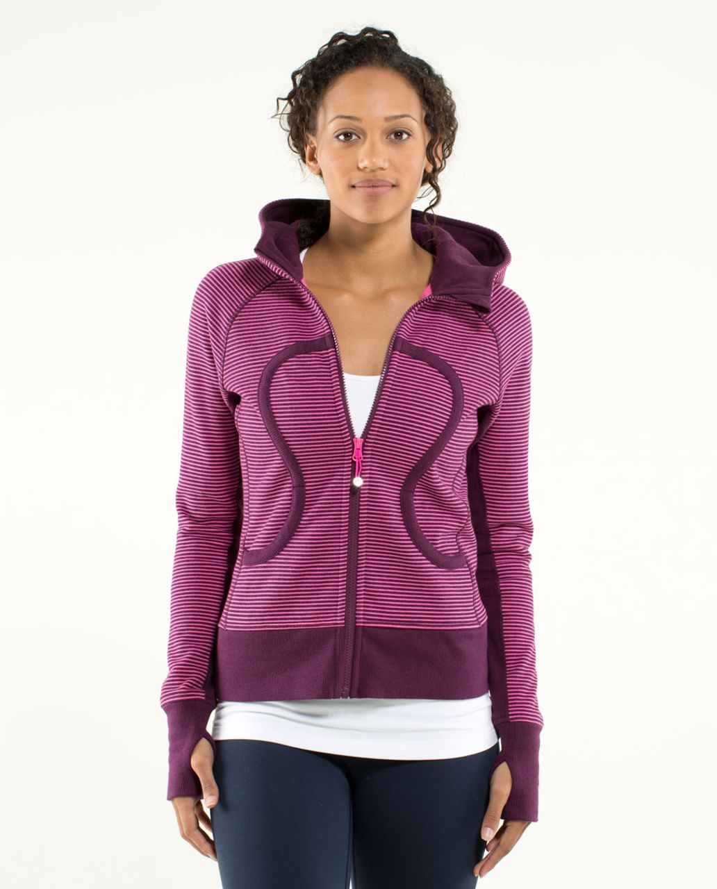 Lululemon Scuba Hoodie *Stretch (Lined Hood) - Hyper Stripe Printed Afterglo  / Plum - lulu fanatics