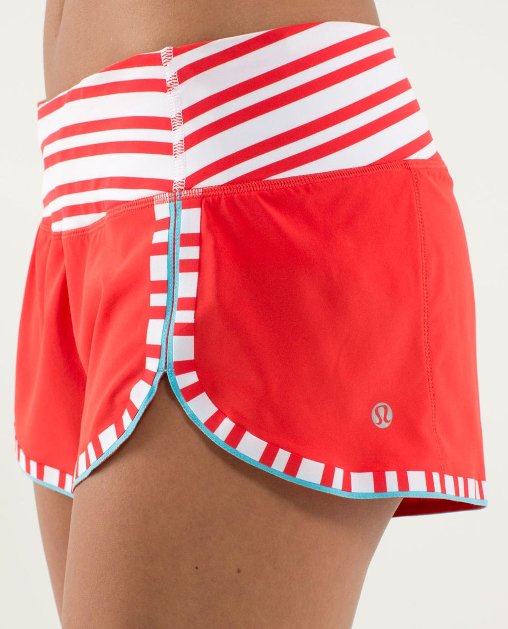 Lululemon Run:  Racer Short - Love Red / Twin Stripe Love Red / Spry Blue