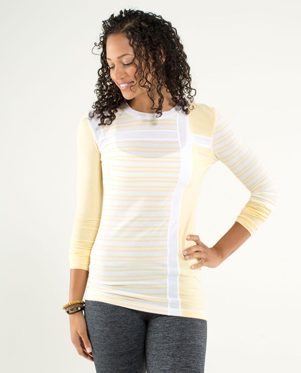 Lululemon Promenade Long Sleeve - Twin Stripe Heather Sizzle / White / Sizzle