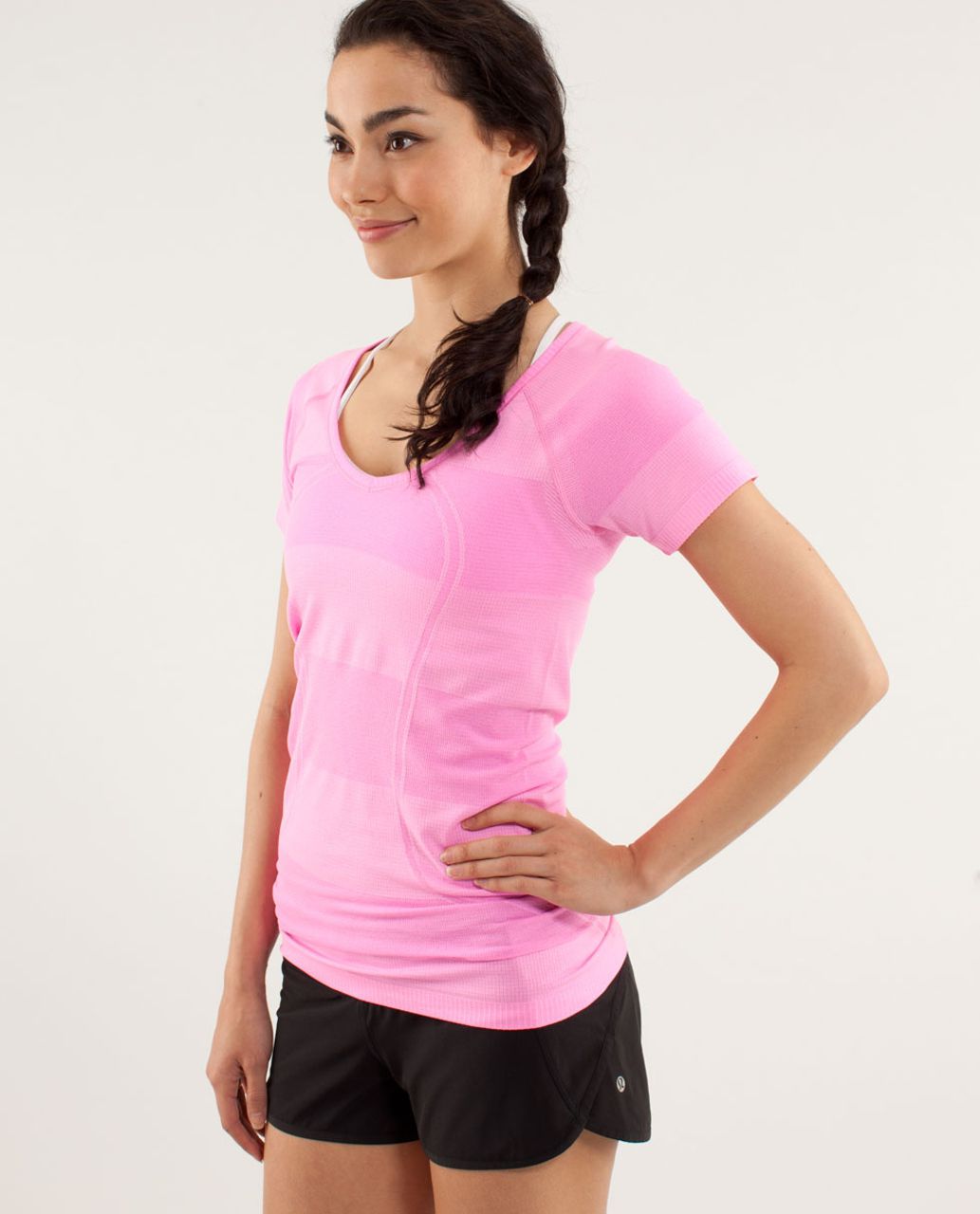 Lululemon Run:  Swiftly Tech V Neck - Raspberry Glo Light