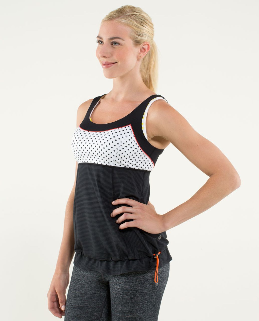 Lululemon Run:  Ta Ta Topper - Black / Mod Dot Printed Black