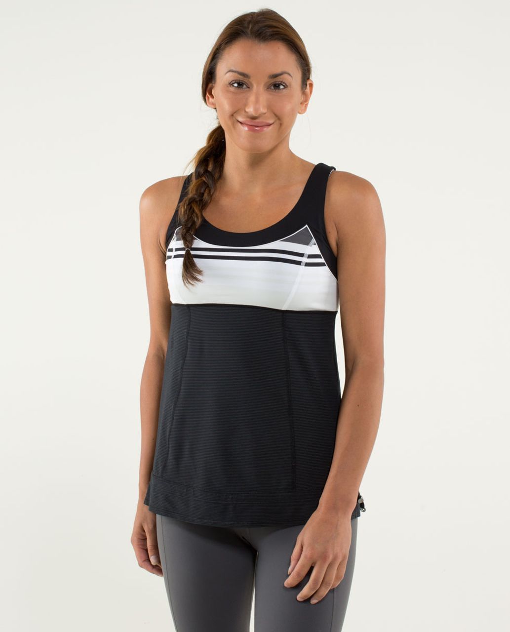 Lululemon Run:  Ta Ta Topper - Black / Groovy Stripe Nimbus