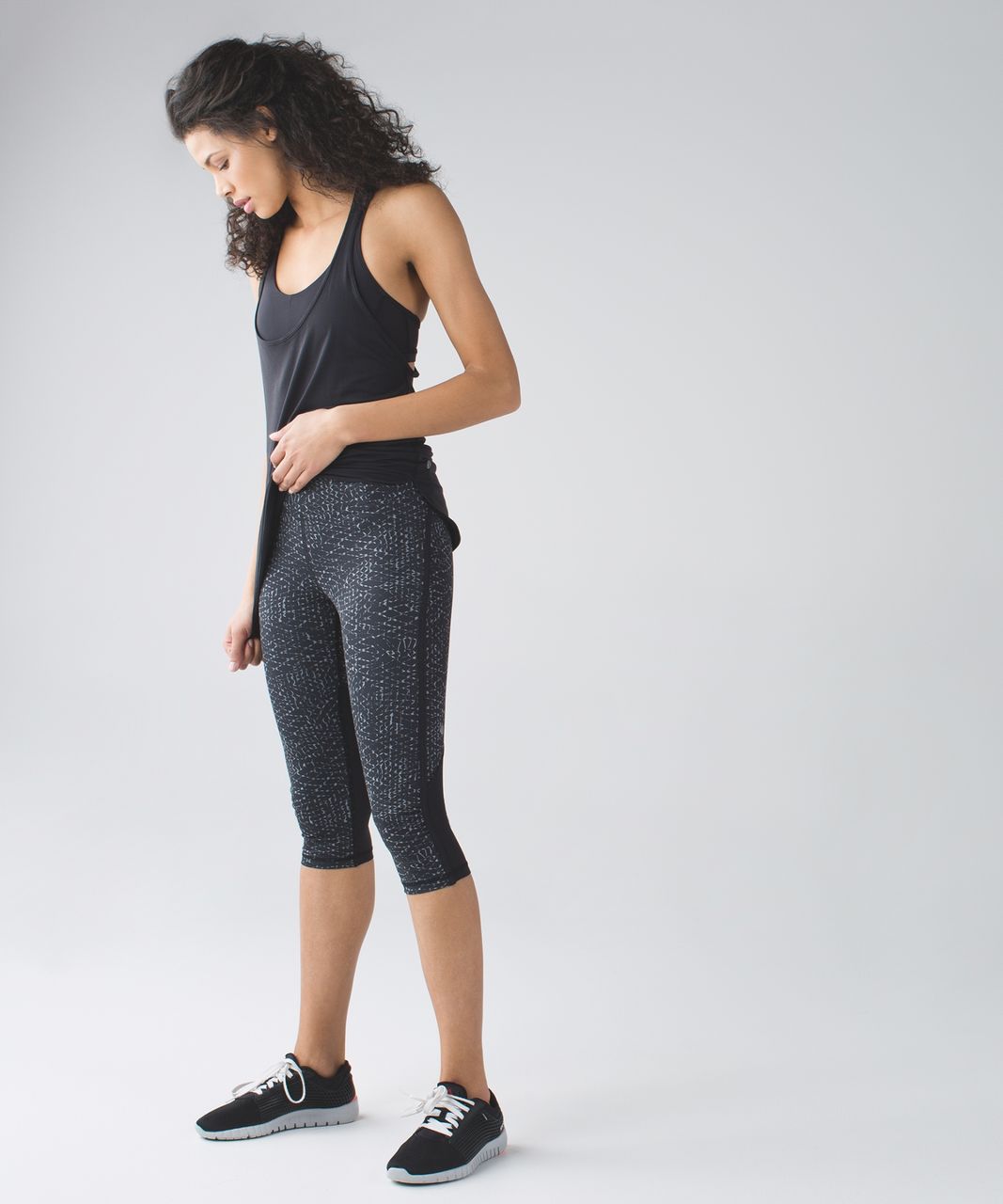 LULULEMON Real Quick Crop Samba Snake Battleship Black Crop Leggings 4