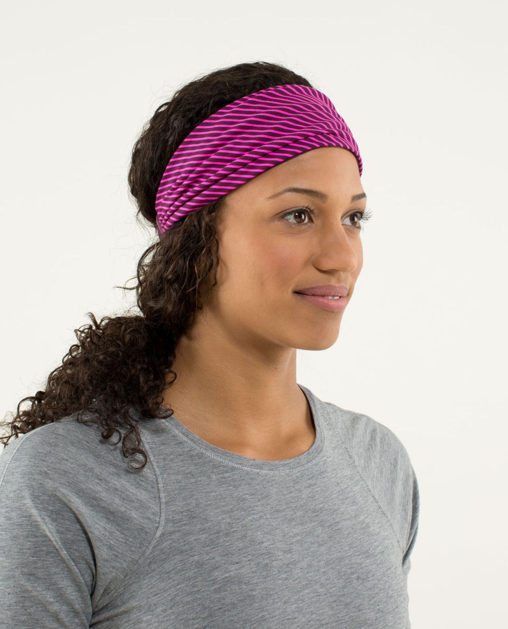 Lululemon Bang Buster Headband *Reversible - Hyper Stripe Raspberry Glo Light / Plum