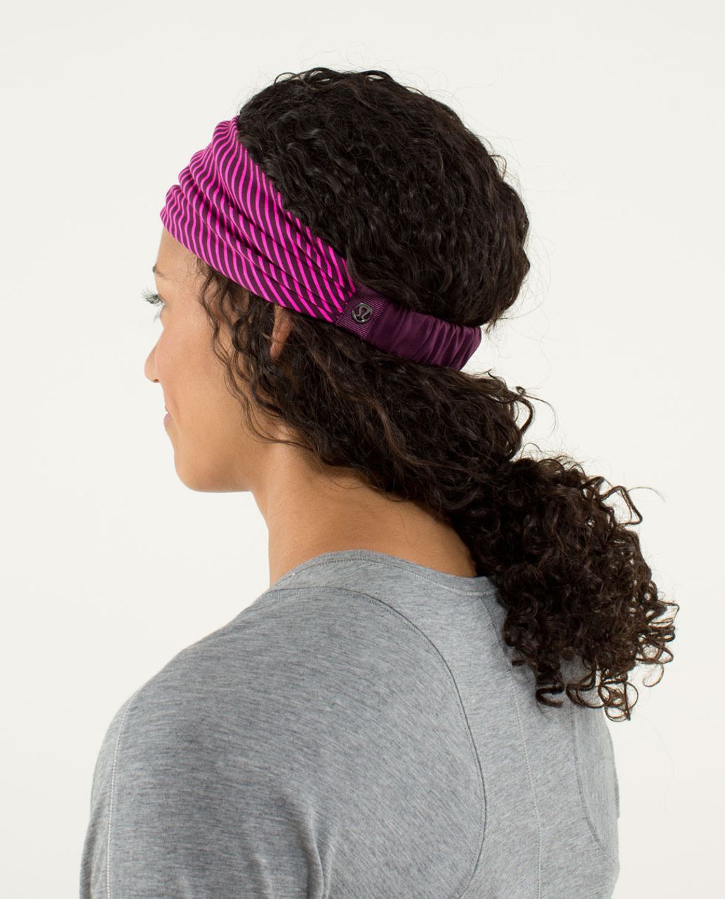 Lululemon Bang Buster Headband *Reversible - Hyper Stripe Raspberry Glo Light / Plum