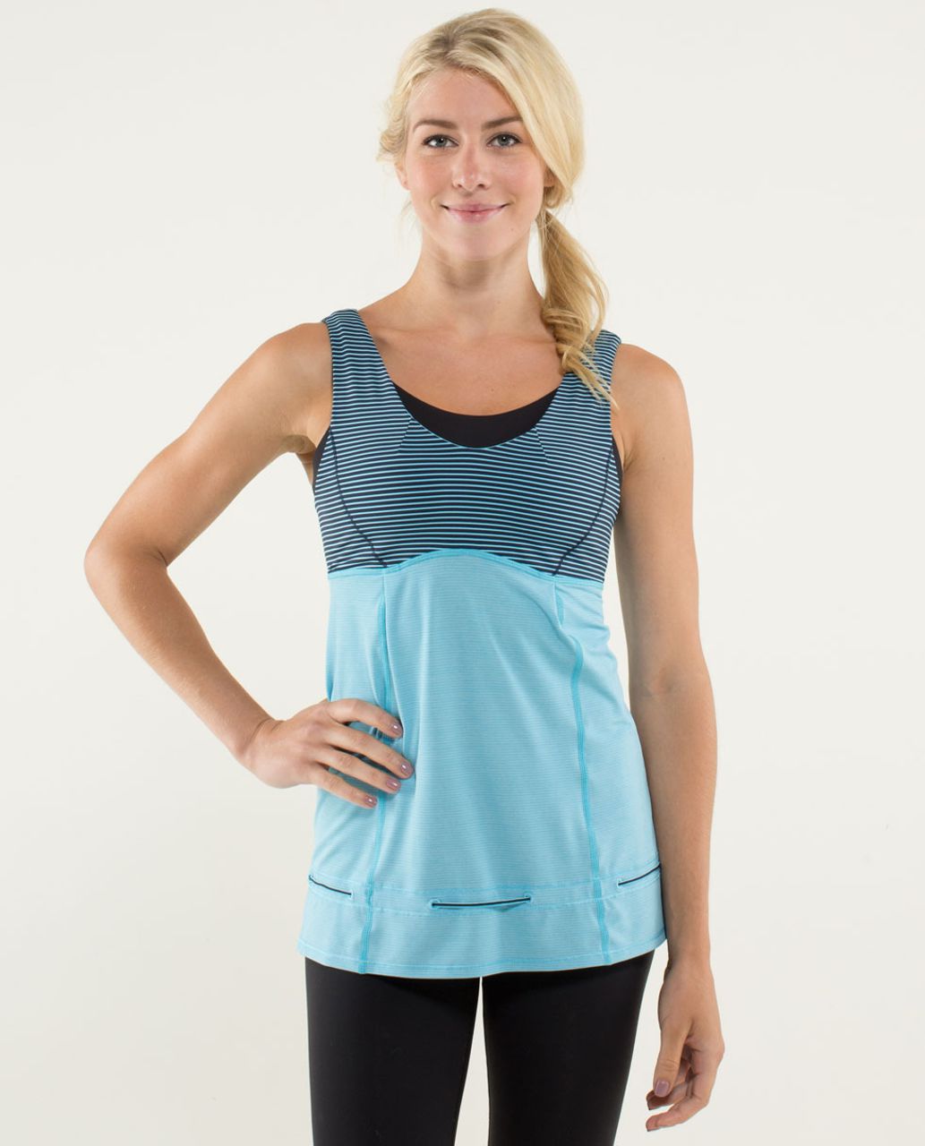 Lululemon Hustle & Bustle Tank - Heathered Blue Moon / Hyper Stripe Blue Moon