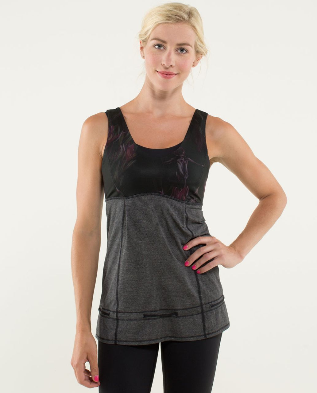 Lululemon Hustle & Bustle Tank - Heathered Black / Midnight Iris Multi