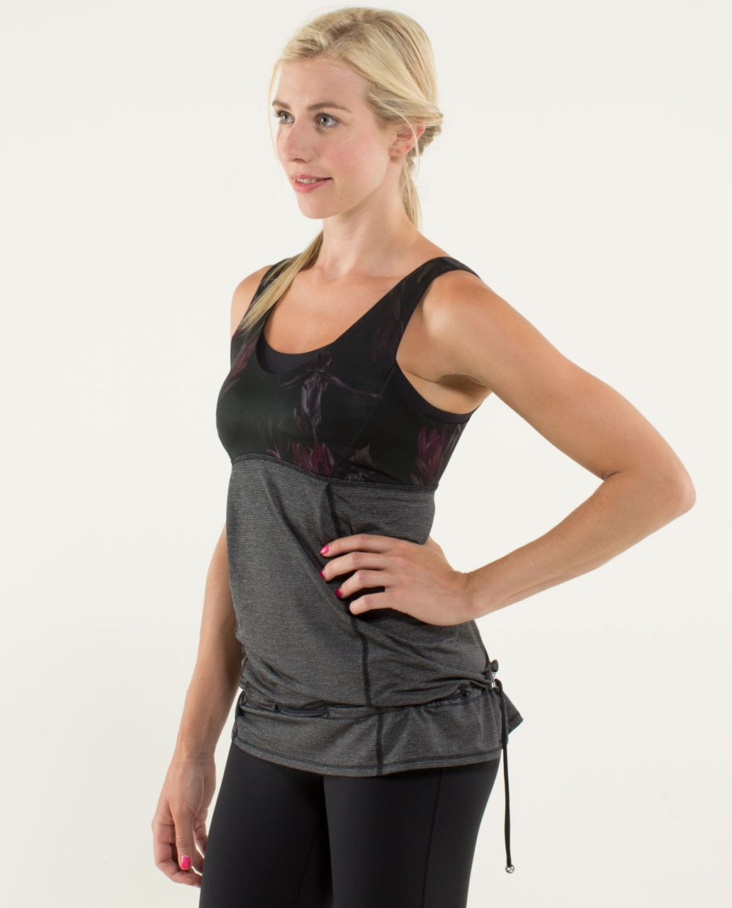 Lululemon Hustle & Bustle Tank - Heathered Black / Midnight Iris Multi