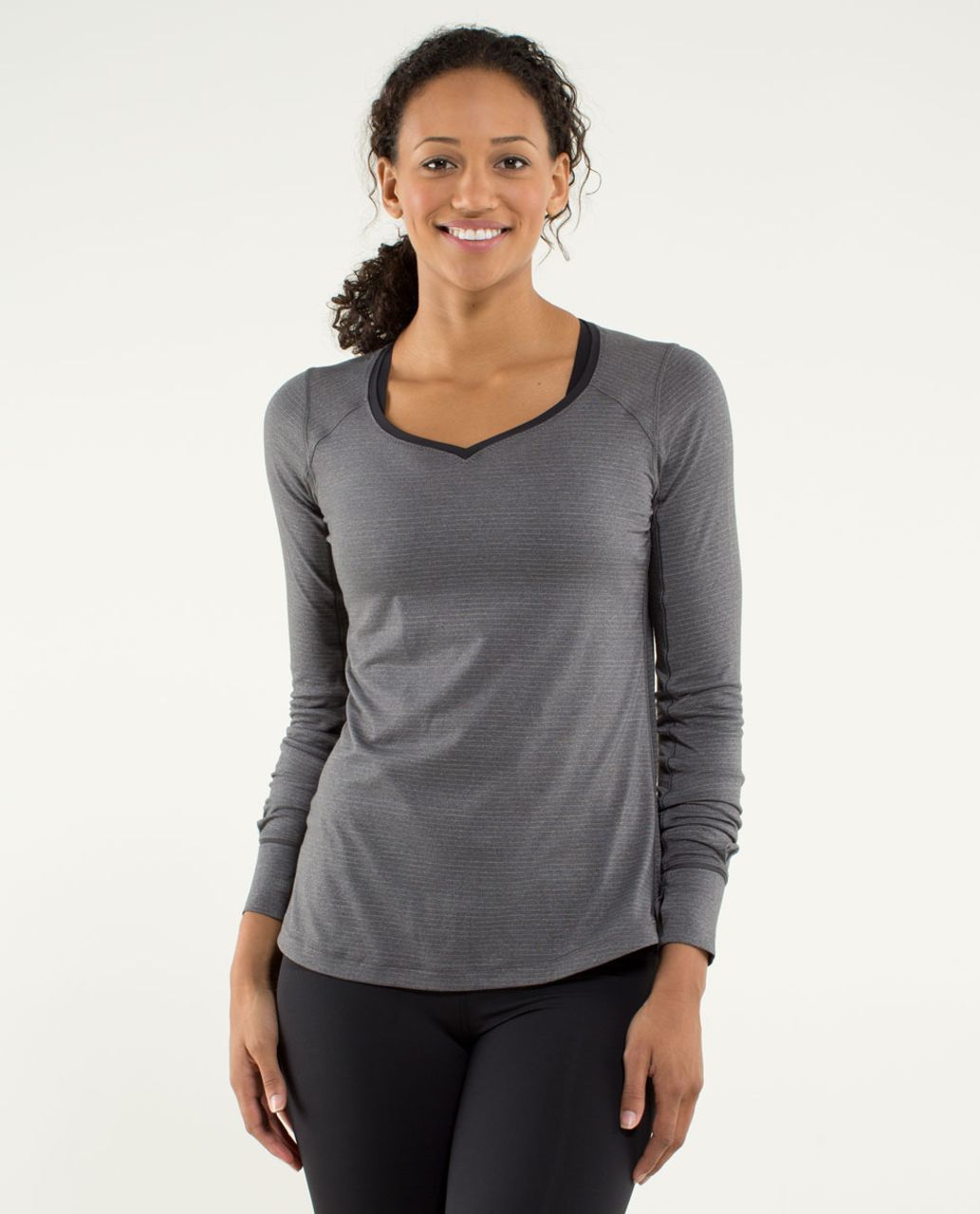 Lululemon Race Me Long Sleeve - Heathered Soot Light / Black