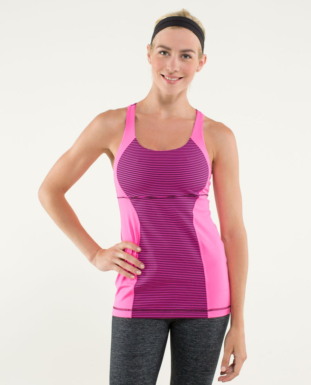 Lululemon Energy Tank - Hyper Stripe Raspberry Glo Light / Raspberry Glo Light / Plum