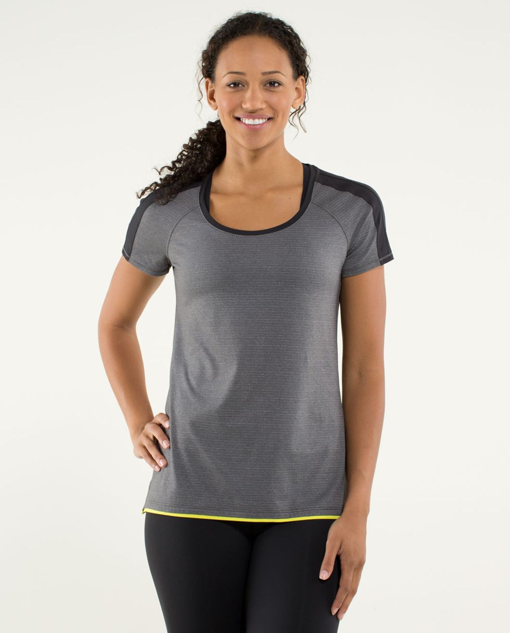 Lululemon Race Me Short Sleeve - Heathered Soot Light / Black / Split Pea