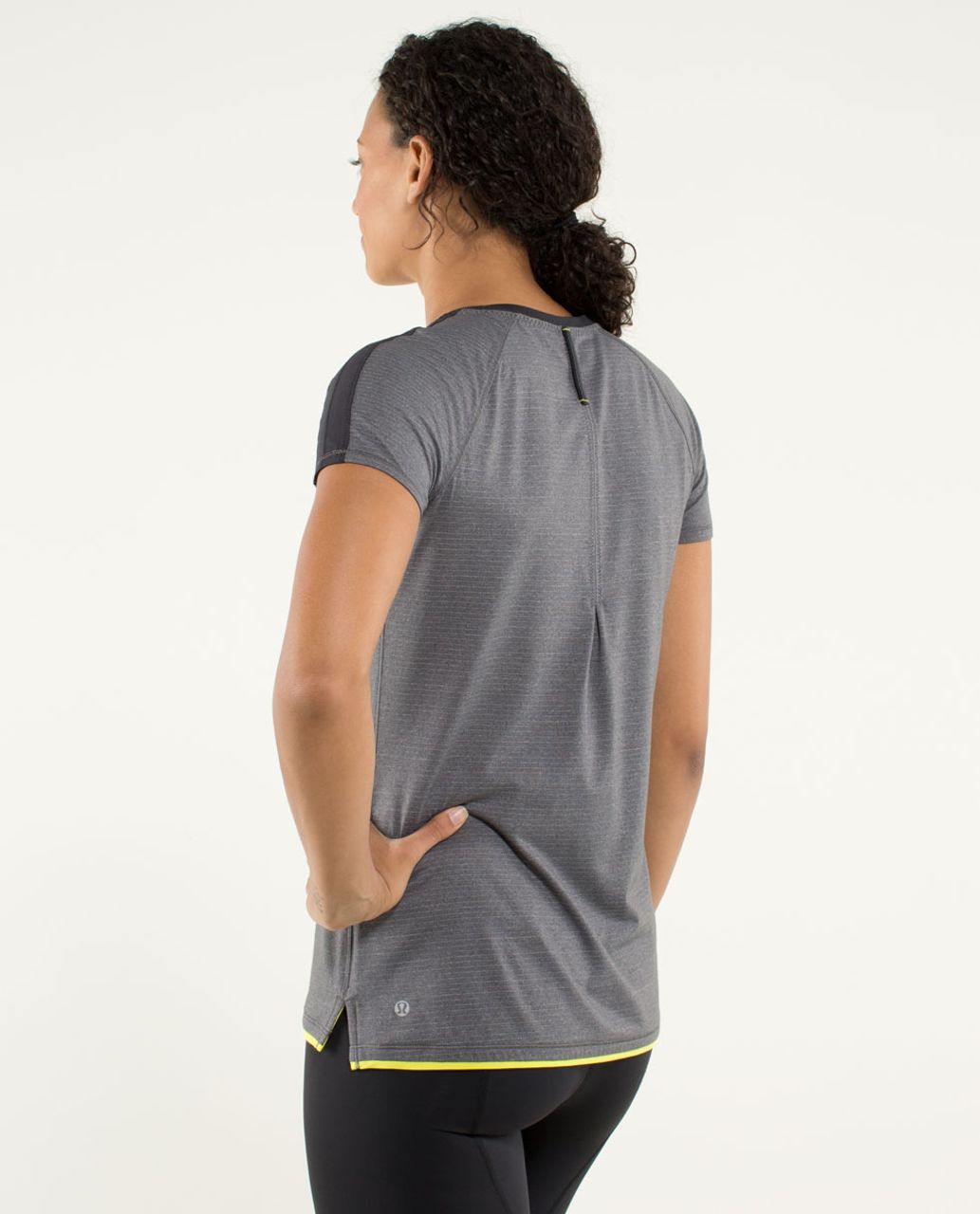 Lululemon Race Me Short Sleeve - Heathered Soot Light / Black / Split Pea