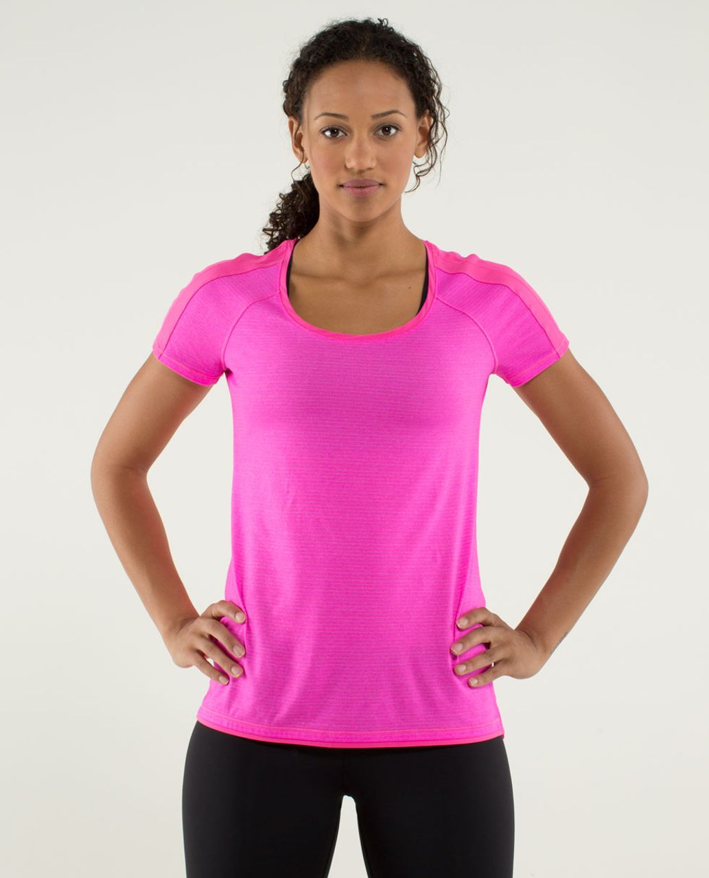 Lululemon Race Me Short Sleeve - Heathered Raspberry Glow Light / Raspberry Glo Light