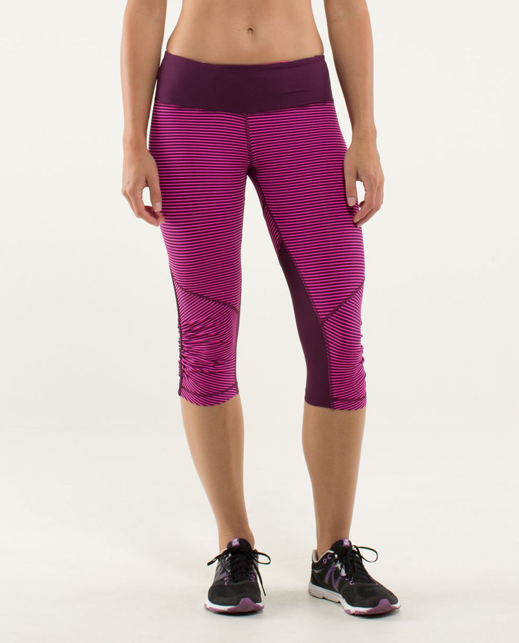 Lululemon Run:  For Your Life Crop - Hyper Stripe Raspberry Glo Light / Plum / Pow Stripe Raspberry Glo Light