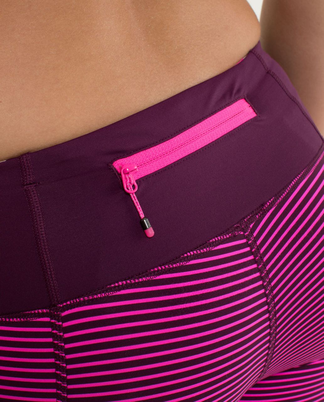 Lululemon Run:  For Your Life Crop - Hyper Stripe Raspberry Glo Light / Plum / Pow Stripe Raspberry Glo Light