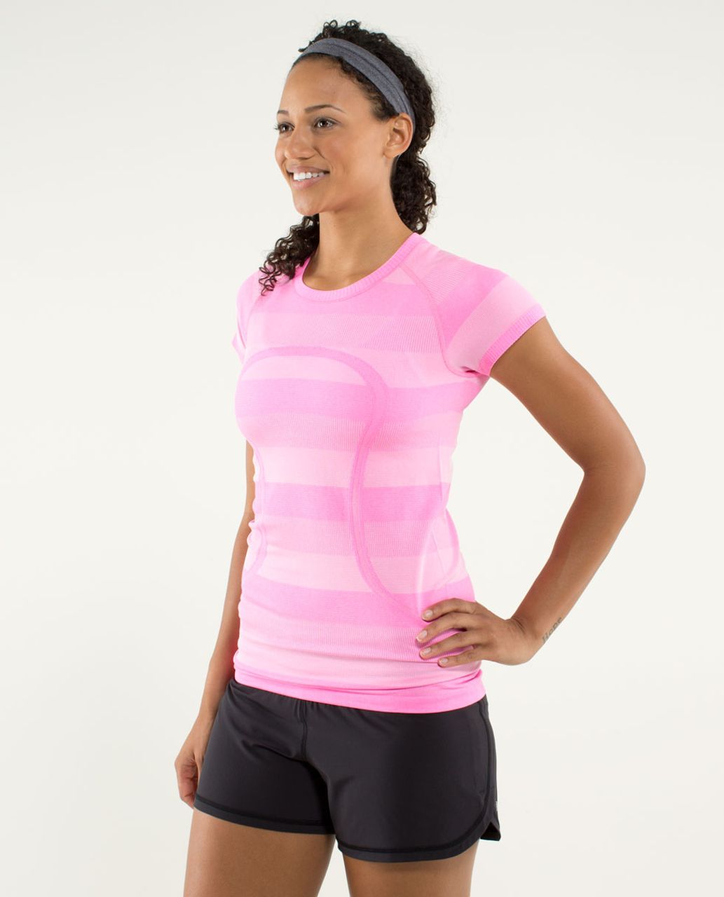 Lululemon Run:  Swiftly Tech Short Sleeve - Heathered Raspberry Glo Light