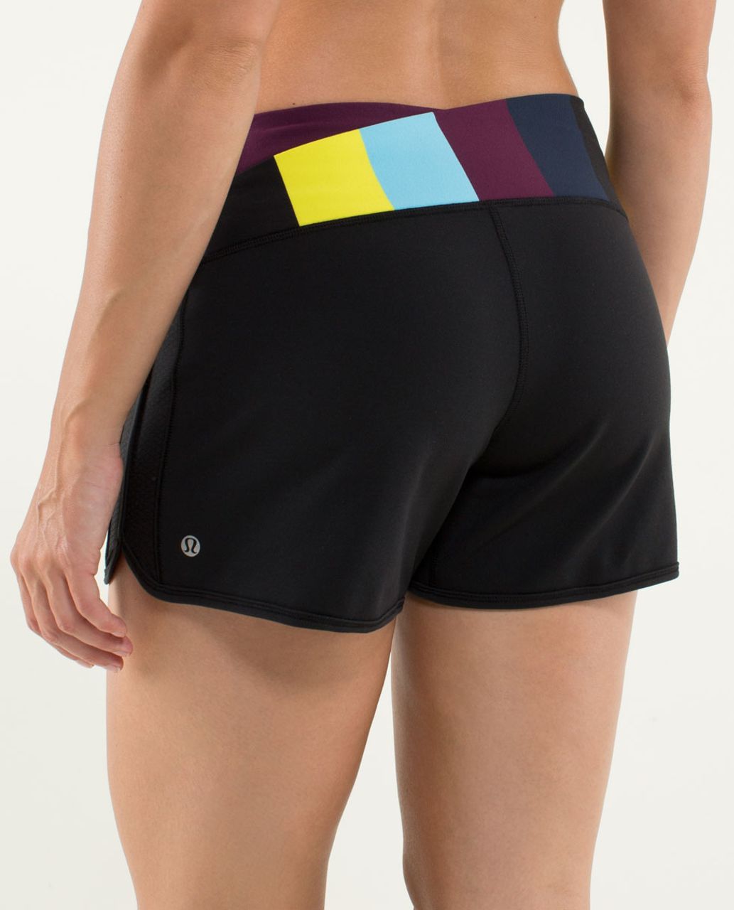 Lululemon Astro Short - Black / Split Pea / Pow Stripe Split Pea