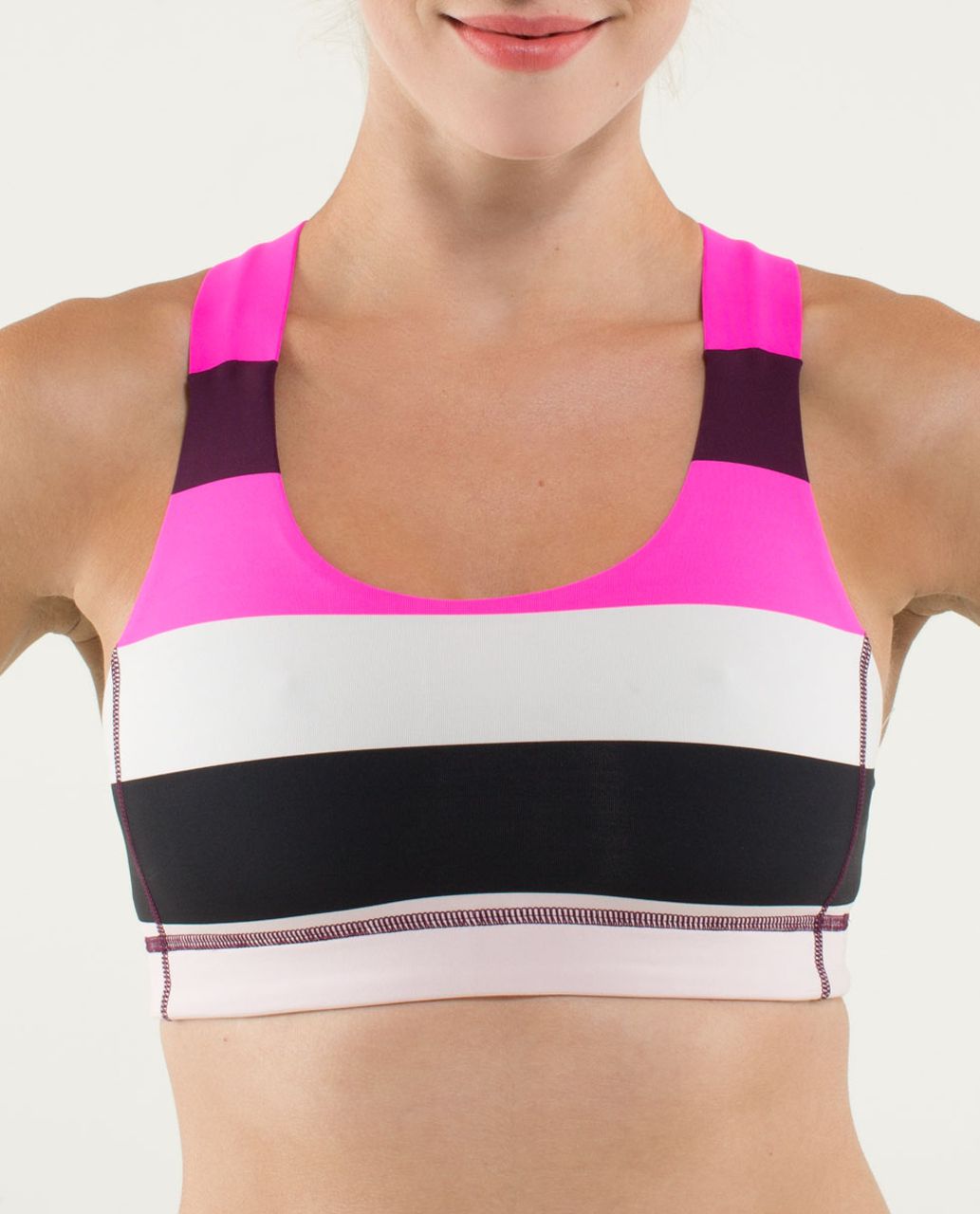 Lululemon All Sport Bra - Hyper Stripe Raspberry Glo Light / Raspberry Glo Light