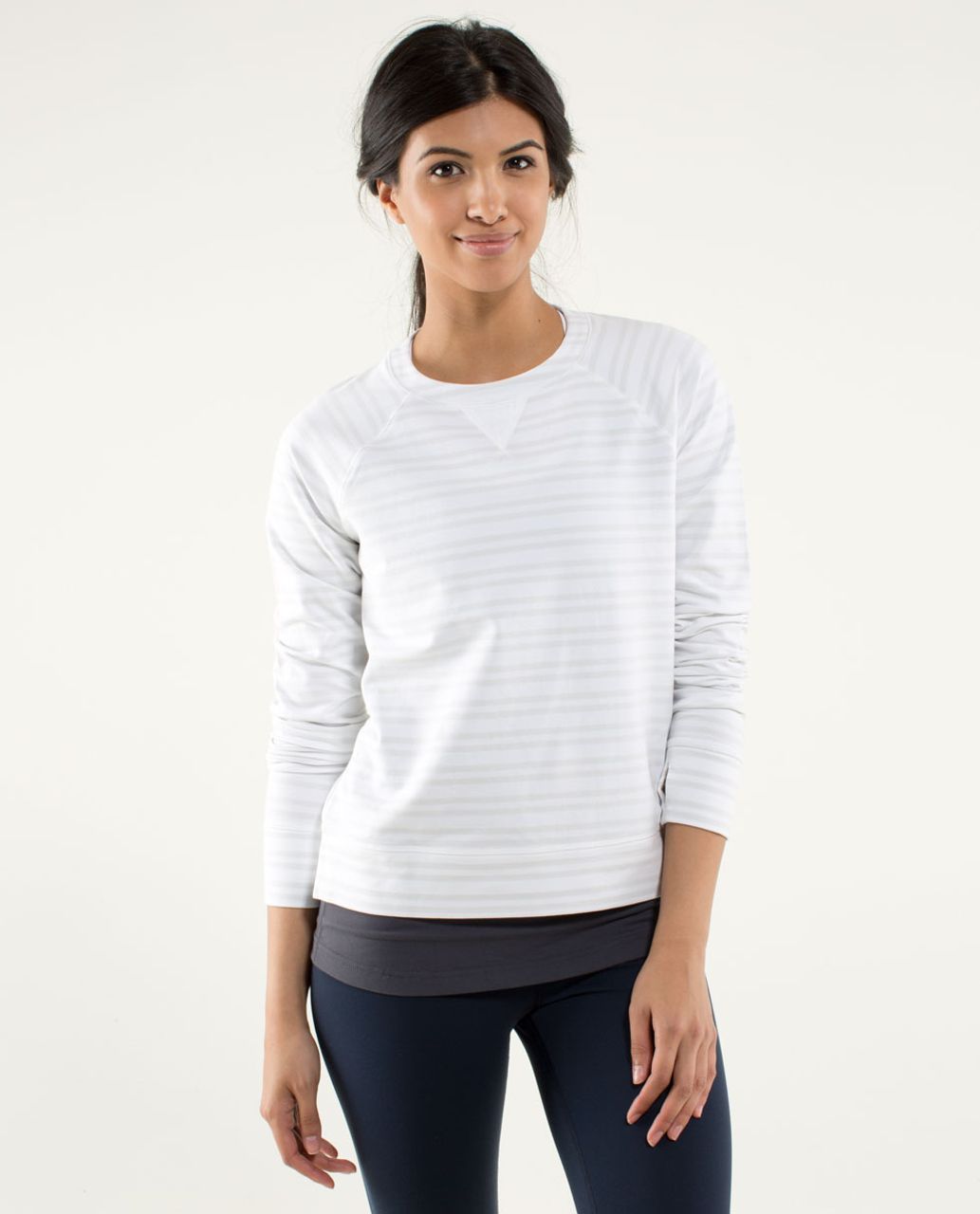 Lululemon Voyage Pullover *Tencel - Twin Stripe Nimbus / White