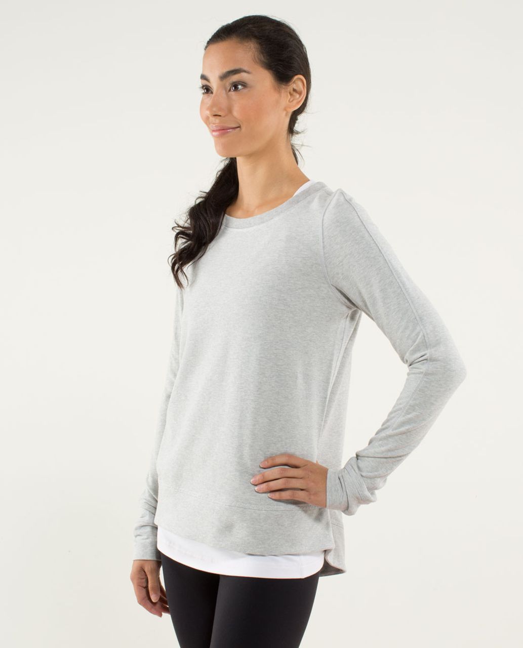 Lululemon Exhalation Pullover - Heathered Light Grey / Silver Spoon / Heathered Light Grey