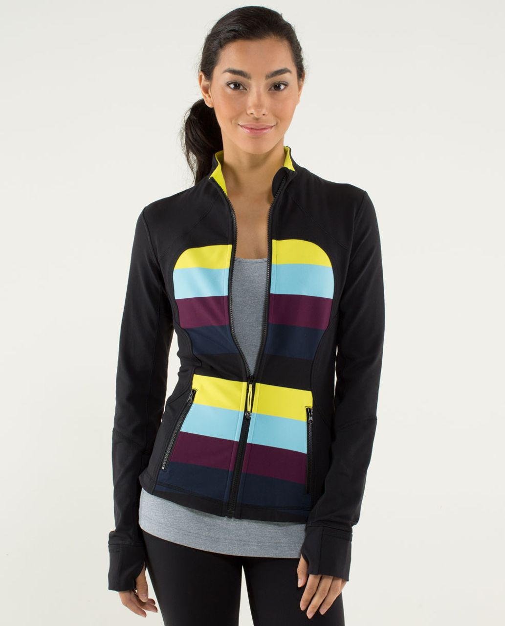 Lululemon Forme Jacket *Cuffins - Pow Stripe Split Pea / Black - lulu  fanatics