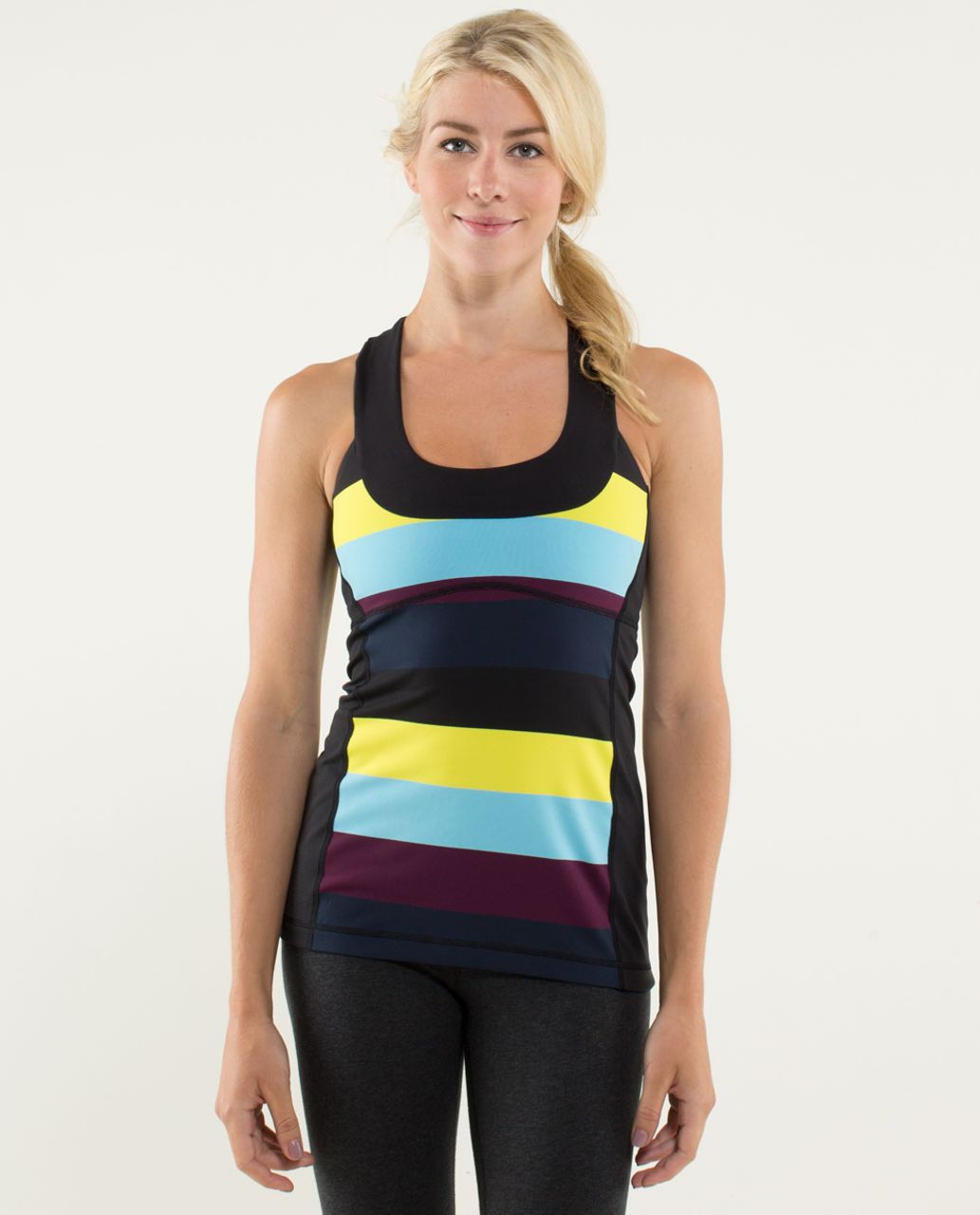 Lululemon Scoop Neck Tank - Pow Stripe Split Pea / Black