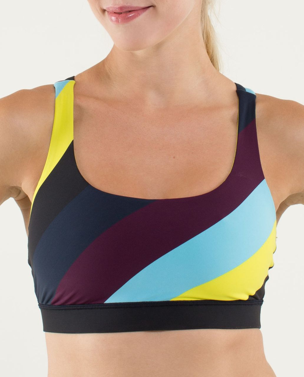 Lululemon Energy Bra - Pow Stripe Split Pea / Blue Moon / Plum