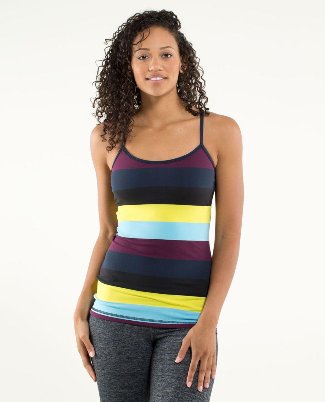 Lululemon Power Y Tank *Luon Light - Pow Stripe Split Pea / Inkwell