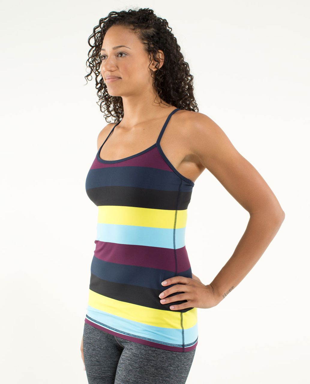 Lululemon Power Y Tank *Luon Light - Pow Stripe Split Pea / Inkwell