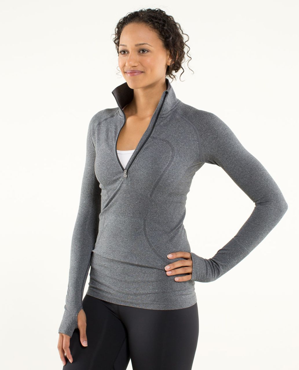 Lululemon Run:  Swiftly Tech 1/2 Zip (First Release) - Heathered Black