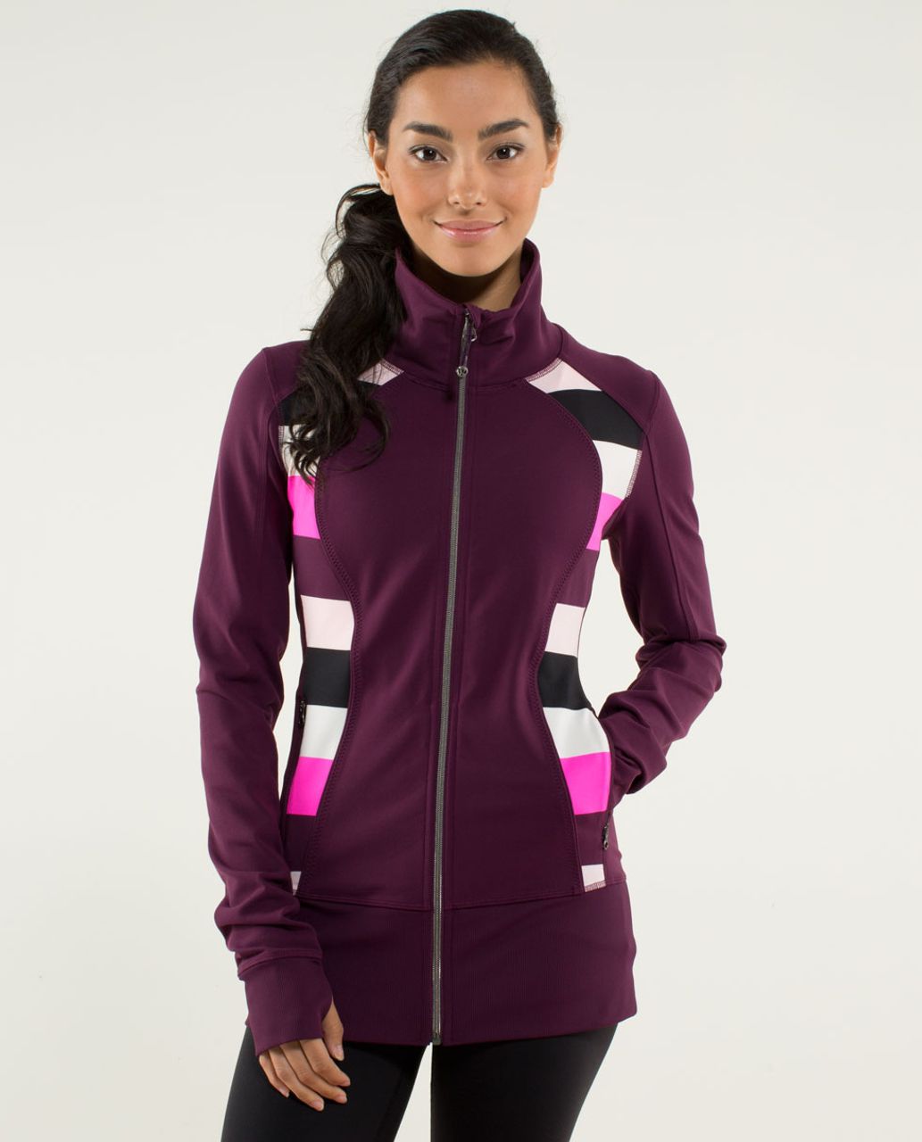 Lululemon Nice Asana Jacket - Plum / Pow Stripe Raspberry Glo Light