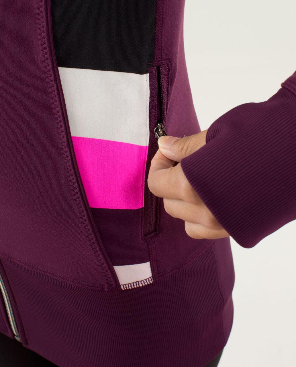 Lululemon Nice Asana Jacket - Plum / Pow Stripe Raspberry Glo Light