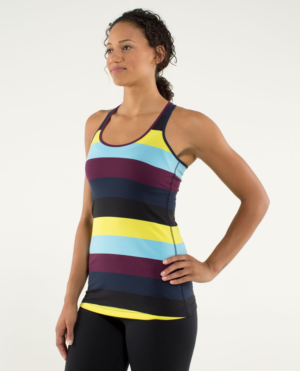 Lululemon Cool Racerback - Pow Stripe Split Pea / Plum / Inkwell