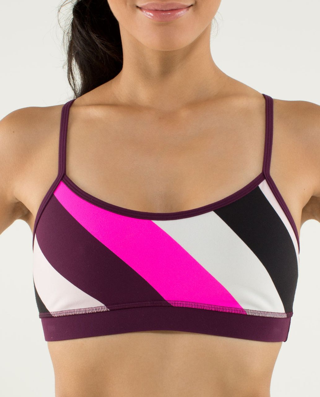 Lululemon Flow Y Bra IV - Pow Stripe Raspberry Glo Light / Plum