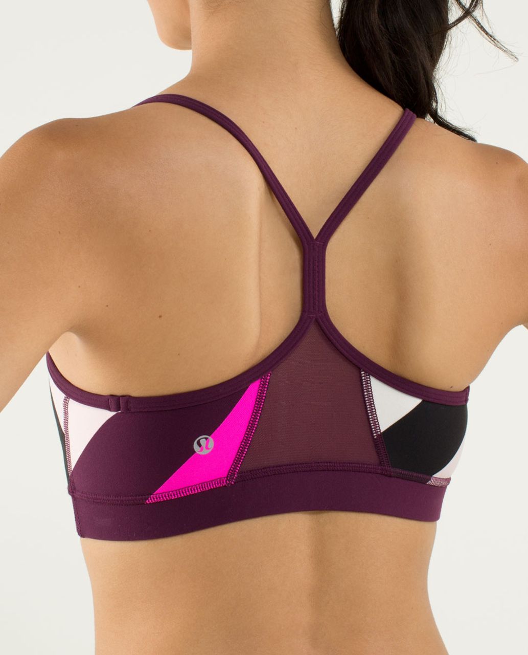 Lululemon Flow Y Bra IV - Pow Stripe Raspberry Glo Light / Plum