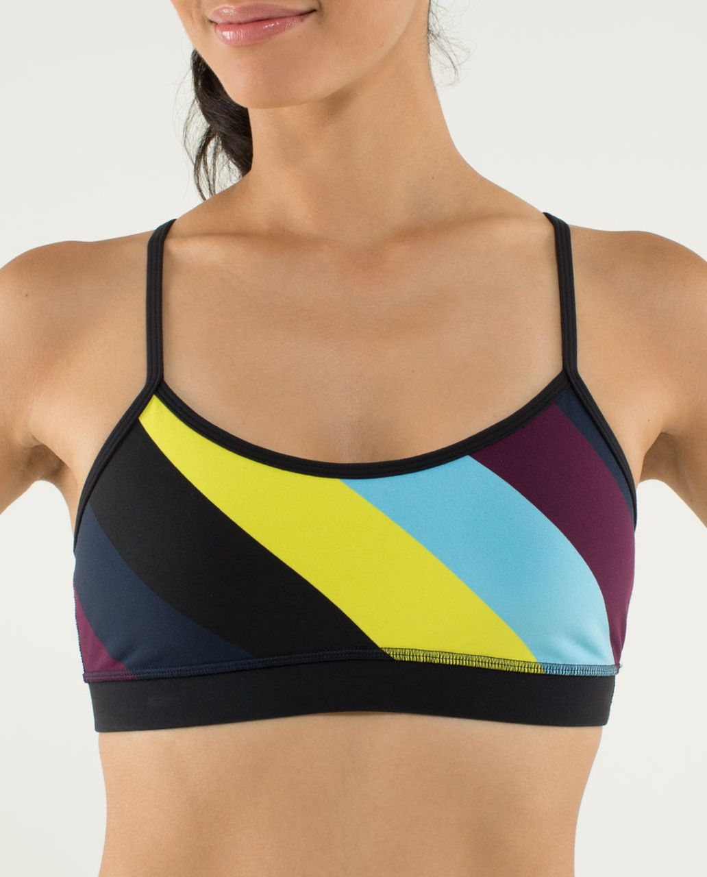 Lululemon Flow Y Bra IV - Pow Stripe Split Pea / Black