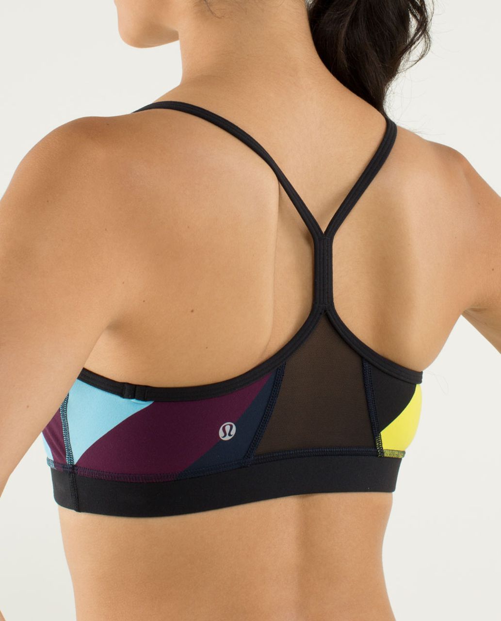 Lululemon Flow Y Bra *Nulu - Mini Heathered Herringbone Heathered Black  White / Black - lulu fanatics