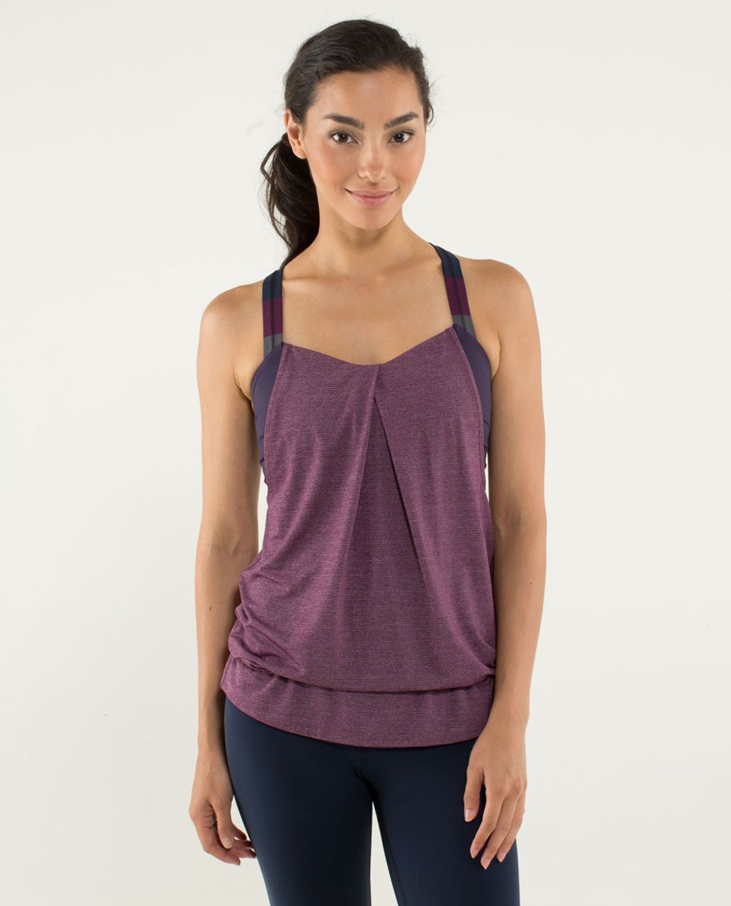 Lululemon Rest Less Tank - Heathered Plum / Hyper Stripe Plum