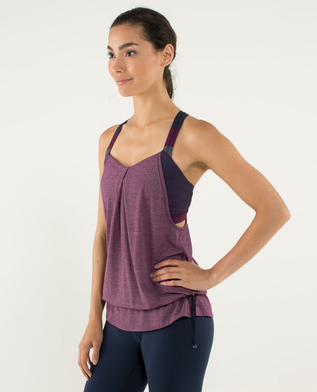 Lululemon Rest Less Tank Heathered Purple Bruised Berry Sports Bra