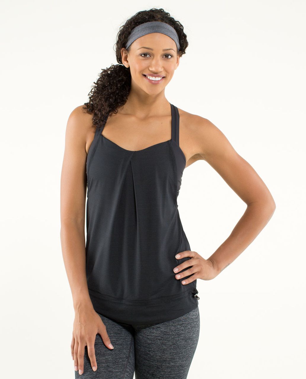 Lululemon Tank Top with Sports Bra Attached Gray Black Size 6