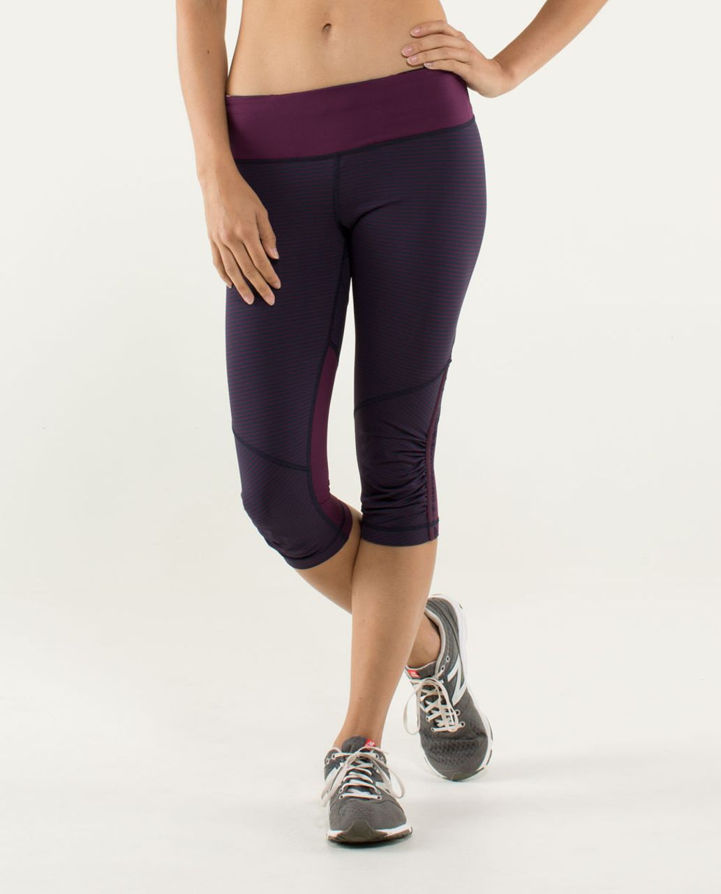 Lululemon Run:  For Your Life Crop - Hyper Stripe Plum / Plum / Pow Stripe Angel Wing