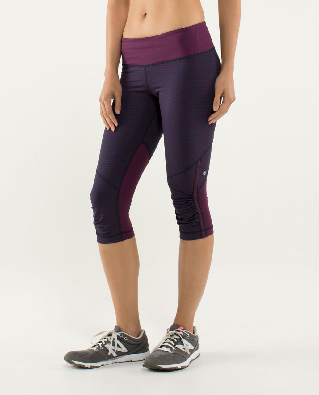 Lululemon Run:  For Your Life Crop - Hyper Stripe Plum / Plum / Pow Stripe Angel Wing