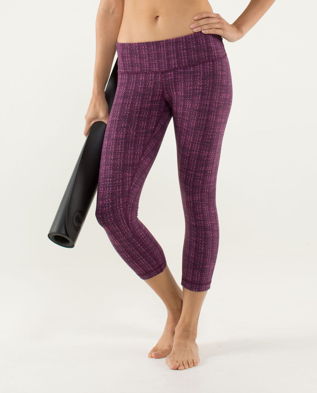 Lululemon Wunder Under Ziggy Wee September Plum Crop And Textured Leggings  Size2